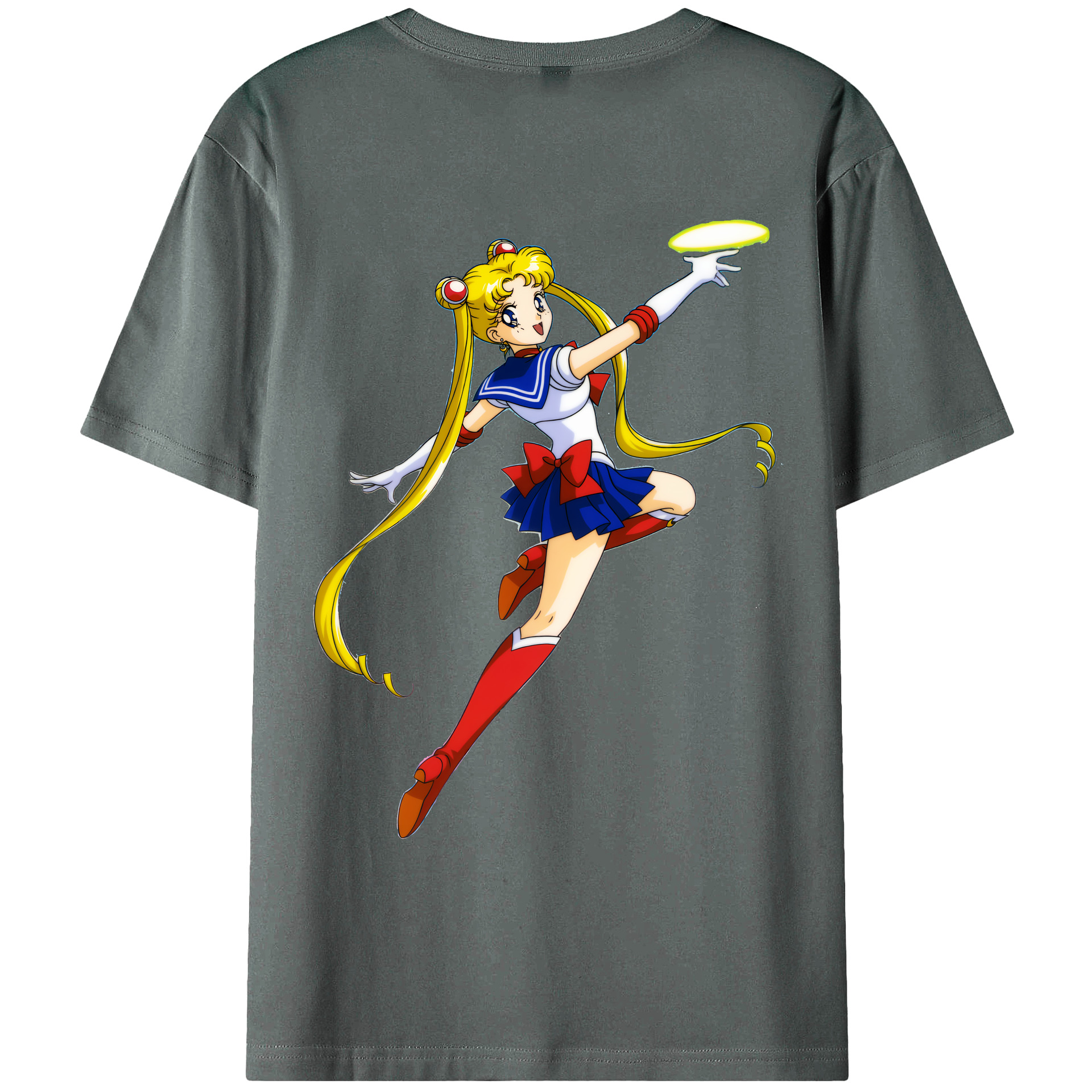 （画像用） 美少女戦士セーラームーン 月野 うさぎ つきの うさぎ Sailor Moon Tsukino Usagi 綿100％ メンズ半袖Tシャツ（バックプリント） 通気性